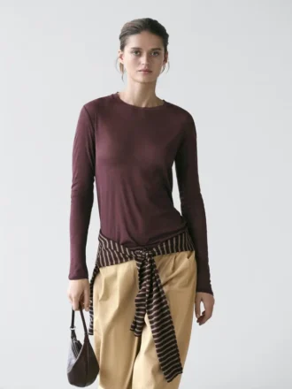 100 % bomull, halvtransparent T-shirt med krage