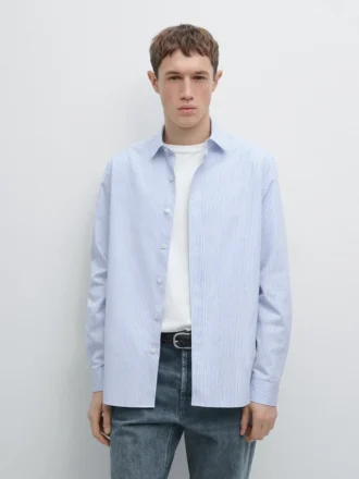 100 % bomull, rak passform, randig skjorta