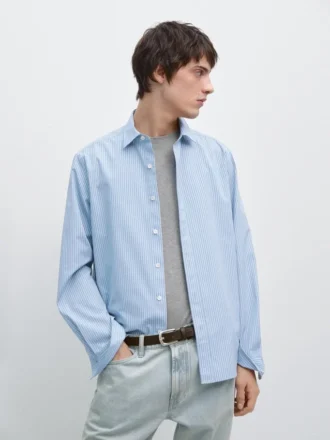 100 % bomullsskjorta i randig poplin