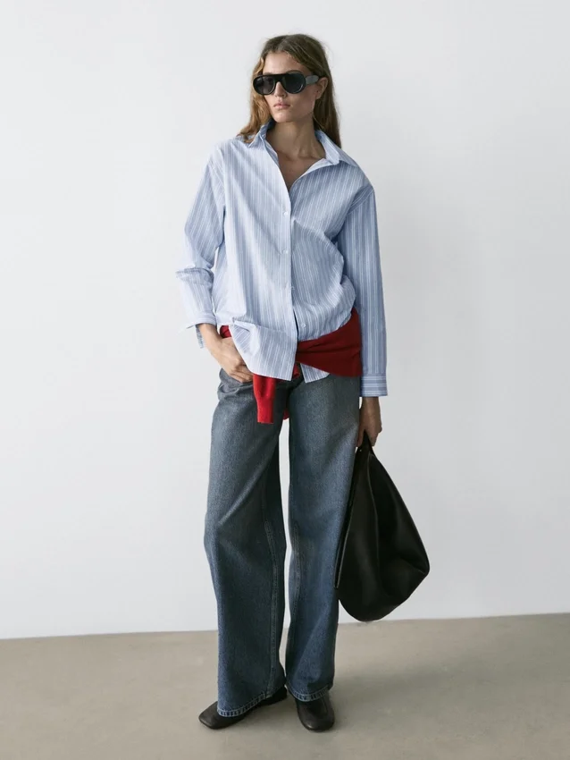 100 % bomullsskjorta med ränder 100 % bomullsskjorta med ränder