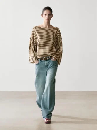 100 % bomullströja i randigt stickat