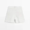 100 % linne, korta plisserade bermuda-shorts