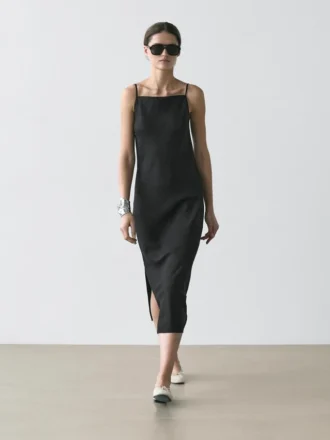 100 % linne, midiklänning