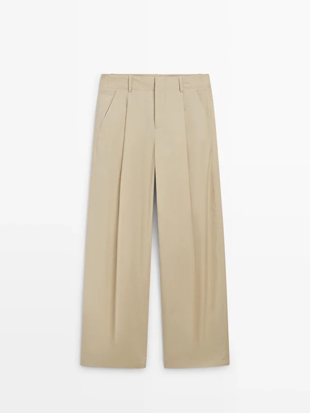 Bomullsbyxor med vida ben Bomullsbyxor med vida ben