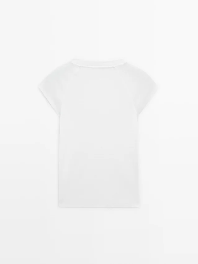 Bomullst-shirt med korta raglanärmar Bomullst-shirt med korta raglanärmar