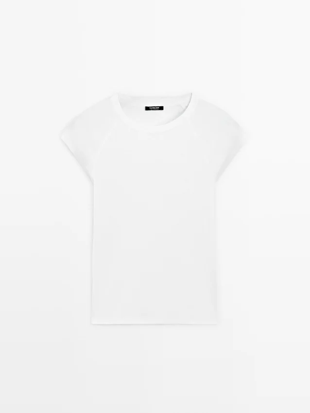 Bomullst-shirt med korta raglanärmar Bomullst-shirt med korta raglanärmar