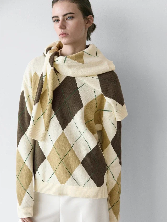 Bomullströja med argylemönster Bomullströja med argylemönster