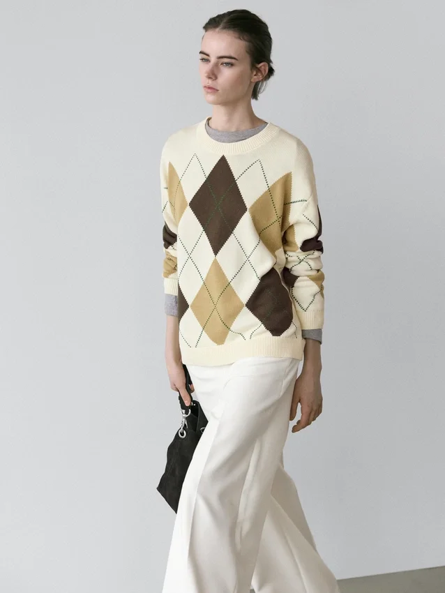 Bomullströja med argylemönster Bomullströja med argylemönster