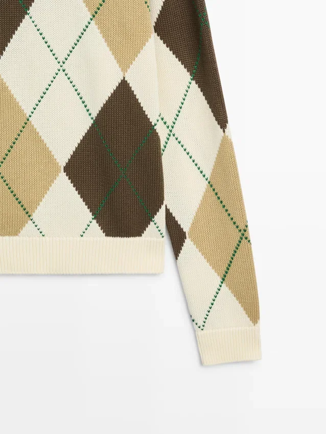 Bomullströja med argylemönster Bomullströja med argylemönster