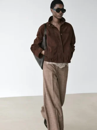 Breda, voluminösa byxor i ullblandning