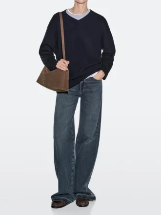 Bucketväska i spaltat mockaläder