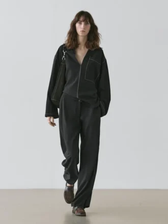 Byxor i ullblandning med sömdetaljer