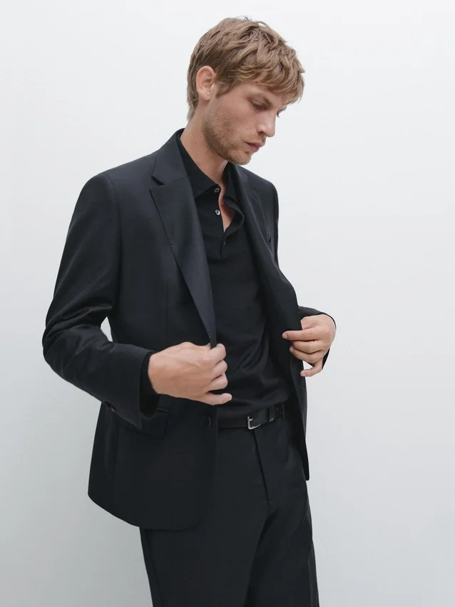 Cool Wool-kostymkavajer med mikrostruktur Cool Wool-kostymkavajer med mikrostruktur