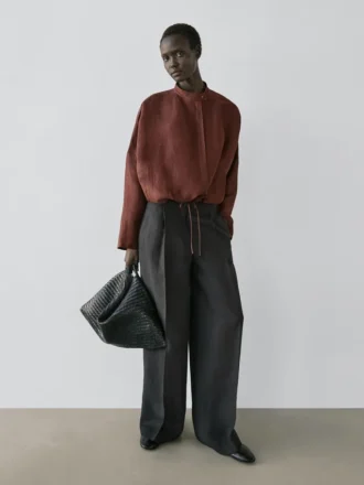 Flödande kostymbyxor i linne