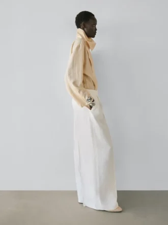 Flödande kostymbyxor i linne