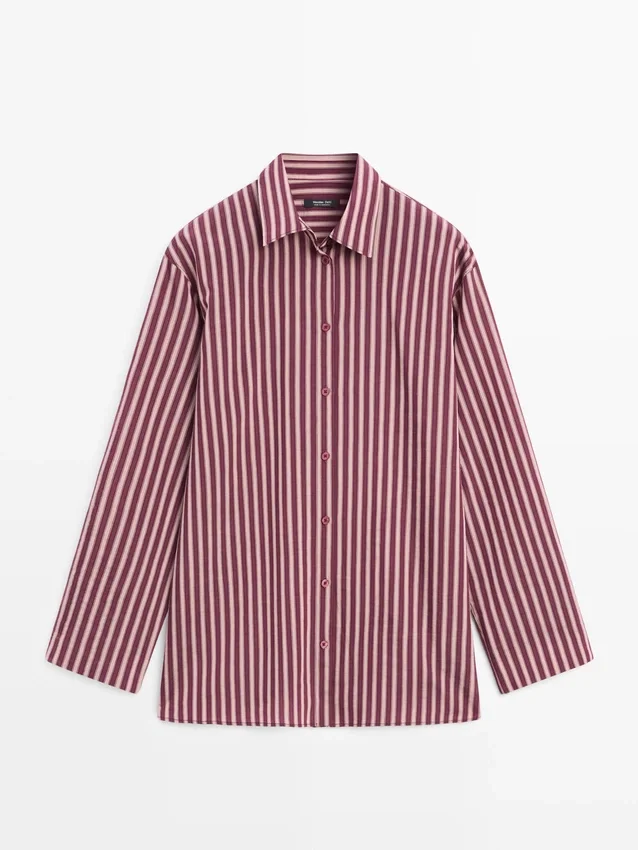 Flödande skjorta med randiga detaljer Flödande skjorta med randiga detaljer