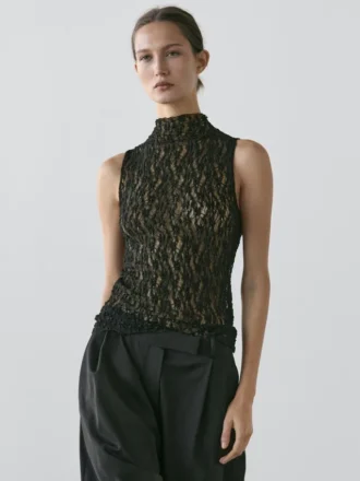 Genomskinlig spetsblus