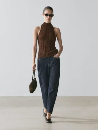 Haltertop i bomullsblandning