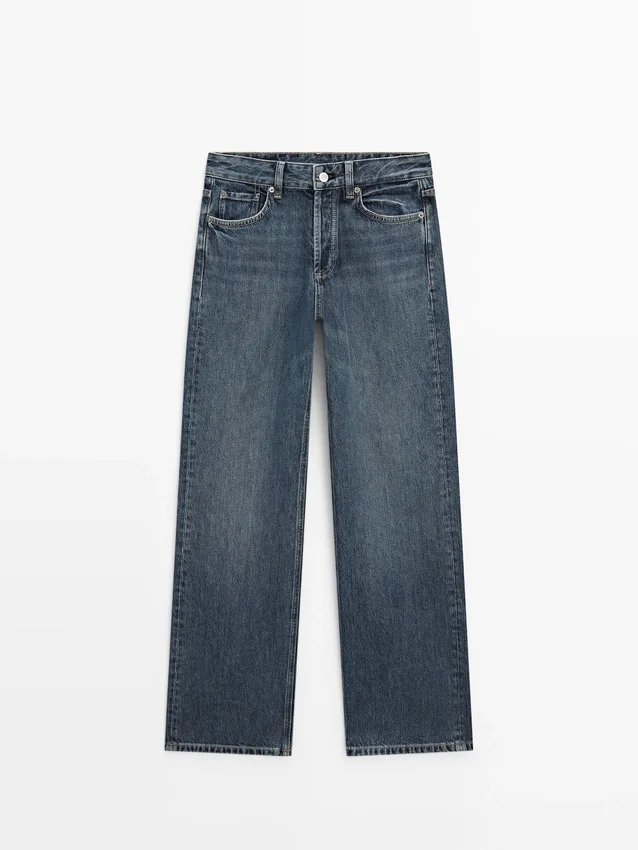 Jeans med medelhög midja och vida ben Jeans med medelhög midja och vida ben