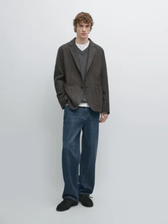 Kavajer i fiskbensmönstrad ullblandning