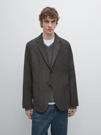 Kavajer i fiskbensmönstrad ullblandning