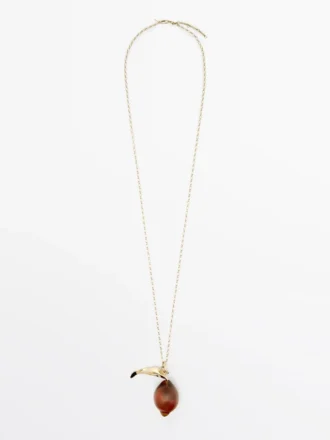 Kedjehalsband med glasdetalj i form av en citron