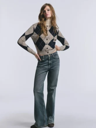 Kofta i bomullsblandning med argylemönster