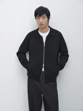 Kofta i bomullsblandning med dragkedja