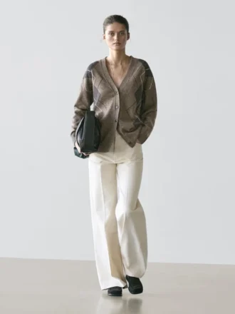 Kofta i ull med argylemönster