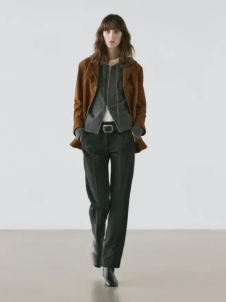 Kofta i ullblandning med dragkedja och huva