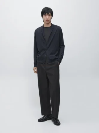 Kofta i ullblandning med reverskrage