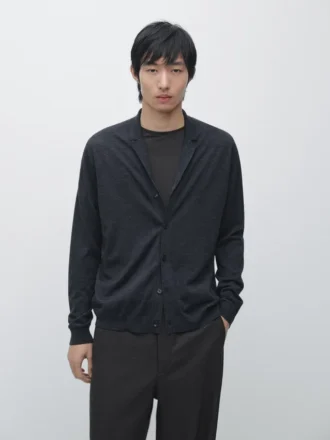 Kofta i ullblandning med reverskrage