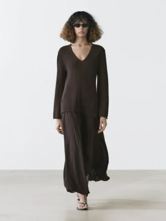 Kontrastfärgad klänning i bomullsblandning