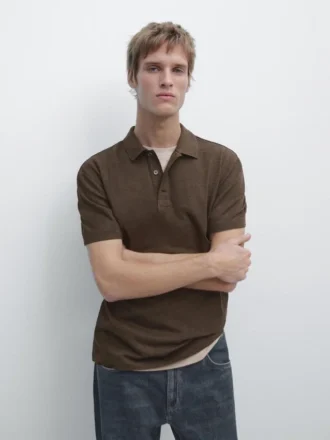 Kortärmad pikétröja i bomull