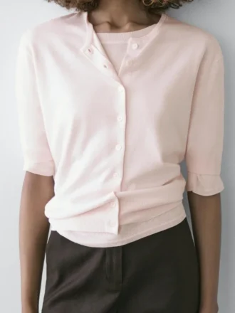 Kortärmad stickad kofta