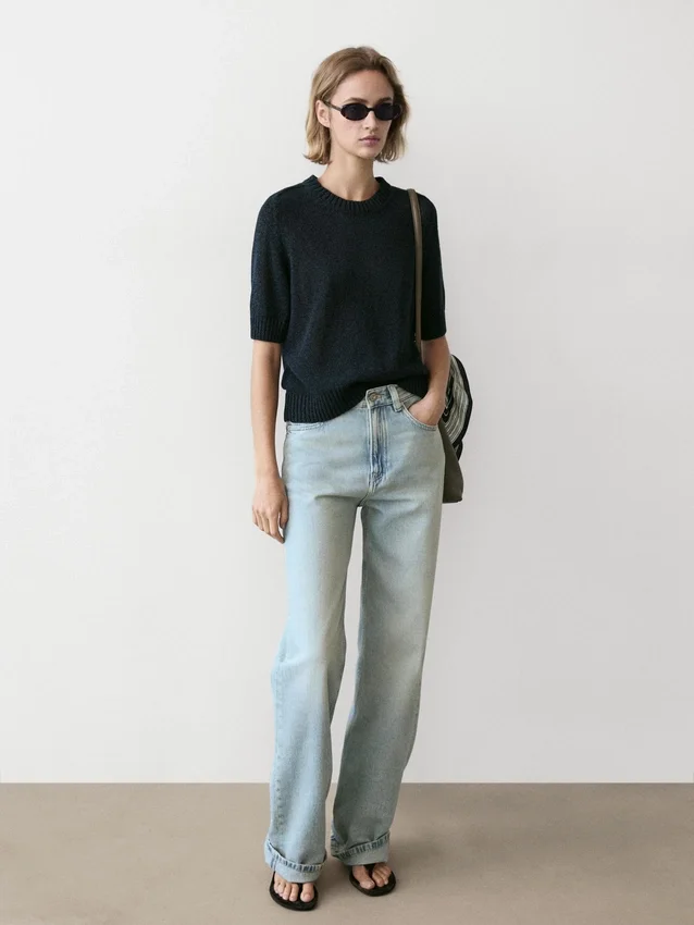 Kortärmad stickad tröja Kortärmad stickad tröja