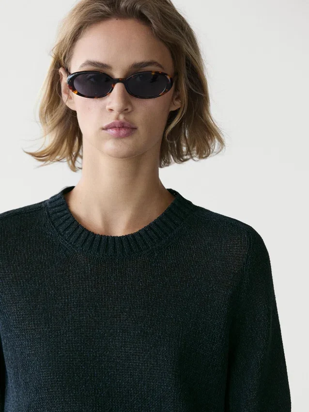 Kortärmad stickad tröja Kortärmad stickad tröja