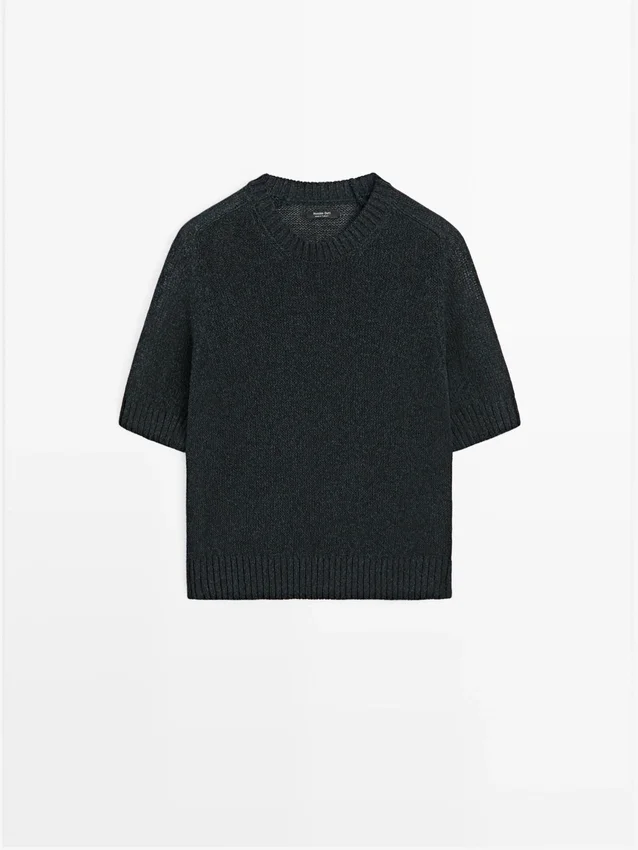 Kortärmad stickad tröja Kortärmad stickad tröja