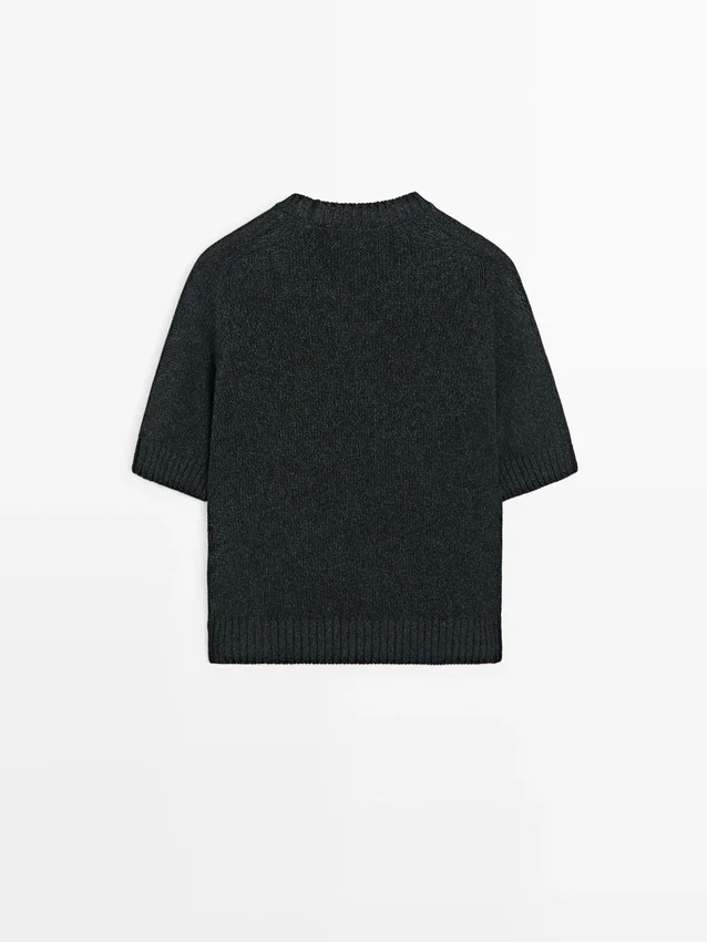 Kortärmad stickad tröja Kortärmad stickad tröja