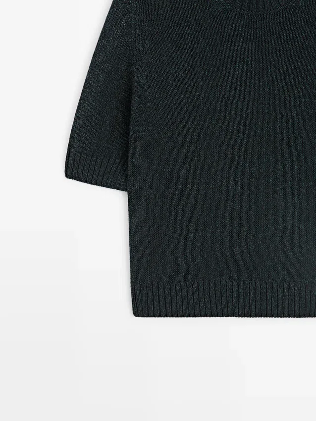 Kortärmad stickad tröja Kortärmad stickad tröja