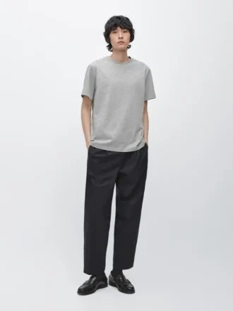 Kortärmad T-shirt i melerad bomull