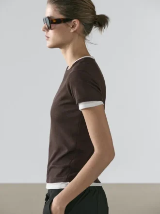 Kortärmad T-shirt med dubbel vävning