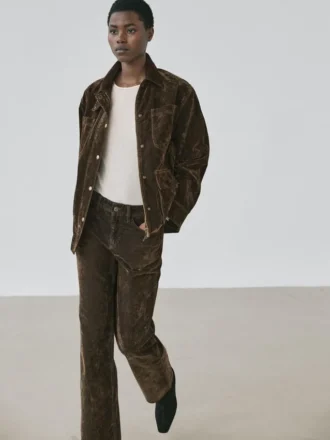 Låg midja, raka ben, flockade jeans