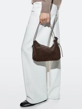 Liten väska i spaltat mocka