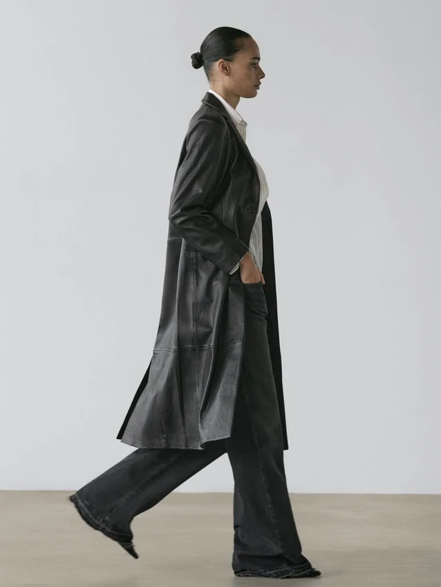 Lång nappa-läderkapp Lång nappa-läderkapp