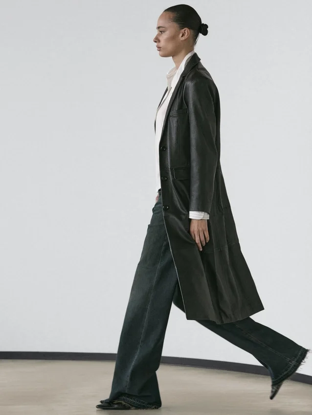 Lång nappa-läderkapp Lång nappa-läderkapp