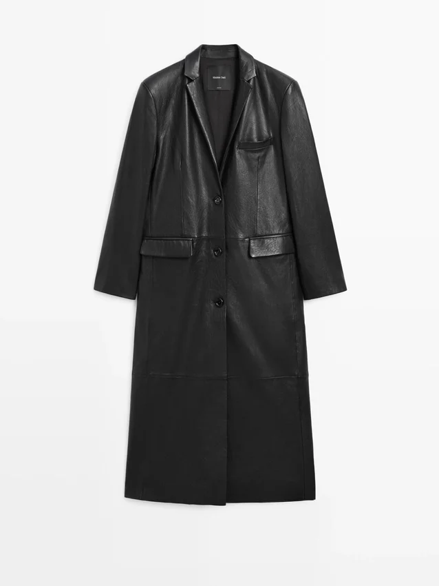 Lång nappa-läderkapp Lång nappa-läderkapp