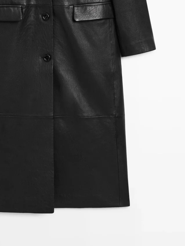 Lång nappa-läderkapp Lång nappa-läderkapp