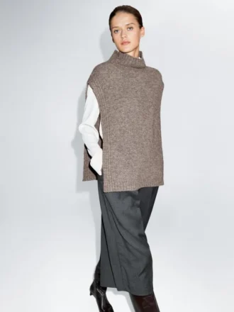 Långa bermuda-shorts i ull med insnitt