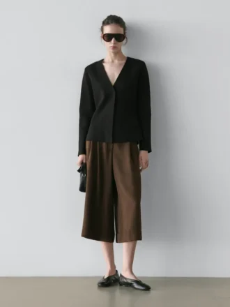 Långa bermuda-shorts med uppvikt fåll